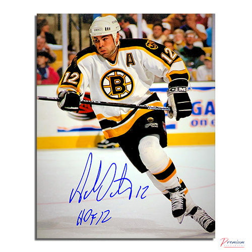 Adam Oates Boston Bruins Signed 8x10 Photograph w/ HOF 12 Inscription