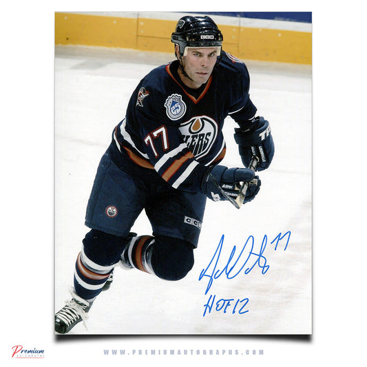 Adam Oates Edmonton Oilers Signed 8x10 Photograph On the Rush w/ HOF 2015 Inscription