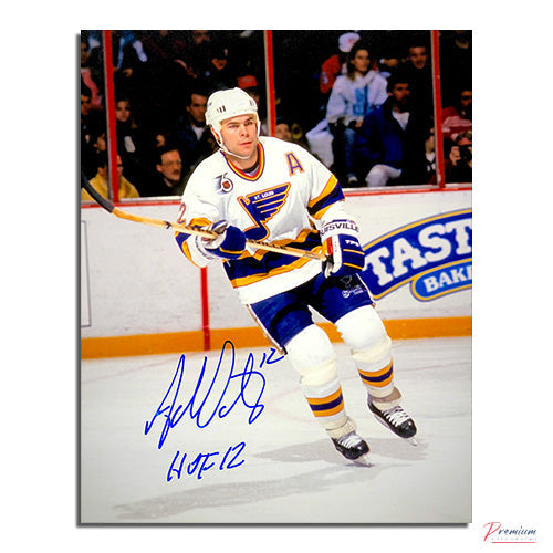 Adam Oates St-Louis Blues Signed 8x10 Photograph Defensive Zone w/ HOF Inscription