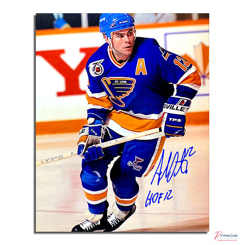 Adam Oates St-Louis Blues Signed 8x10 Photograph Intense w/ HOF Inscription