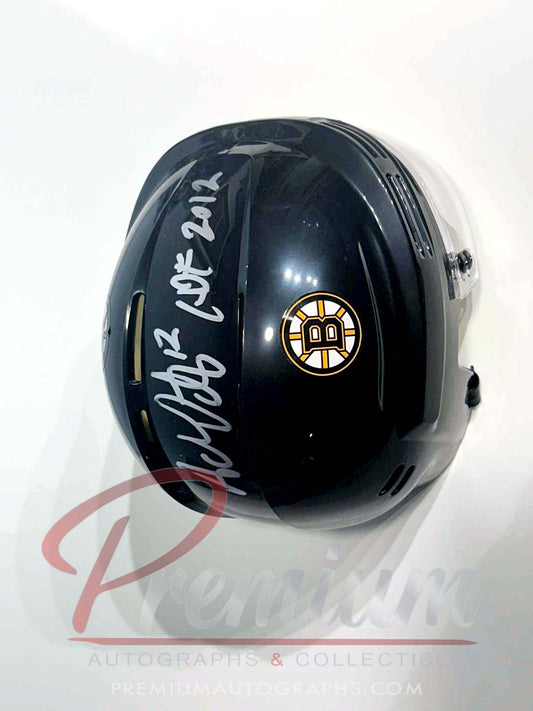 Adam Oates Boston Bruins Autographed Mini Helmet HOF 2012 BLACK