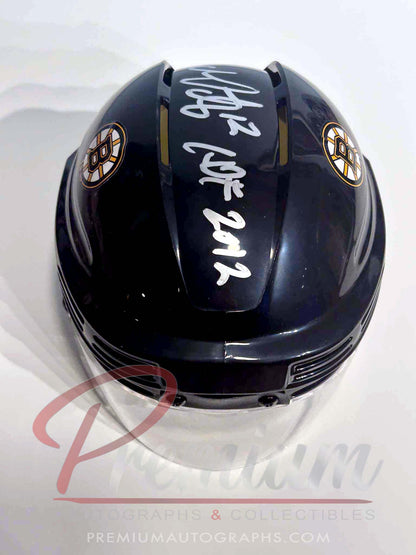 Adam Oates Boston Bruins Autographed Mini Helmet HOF 2012 BLACK