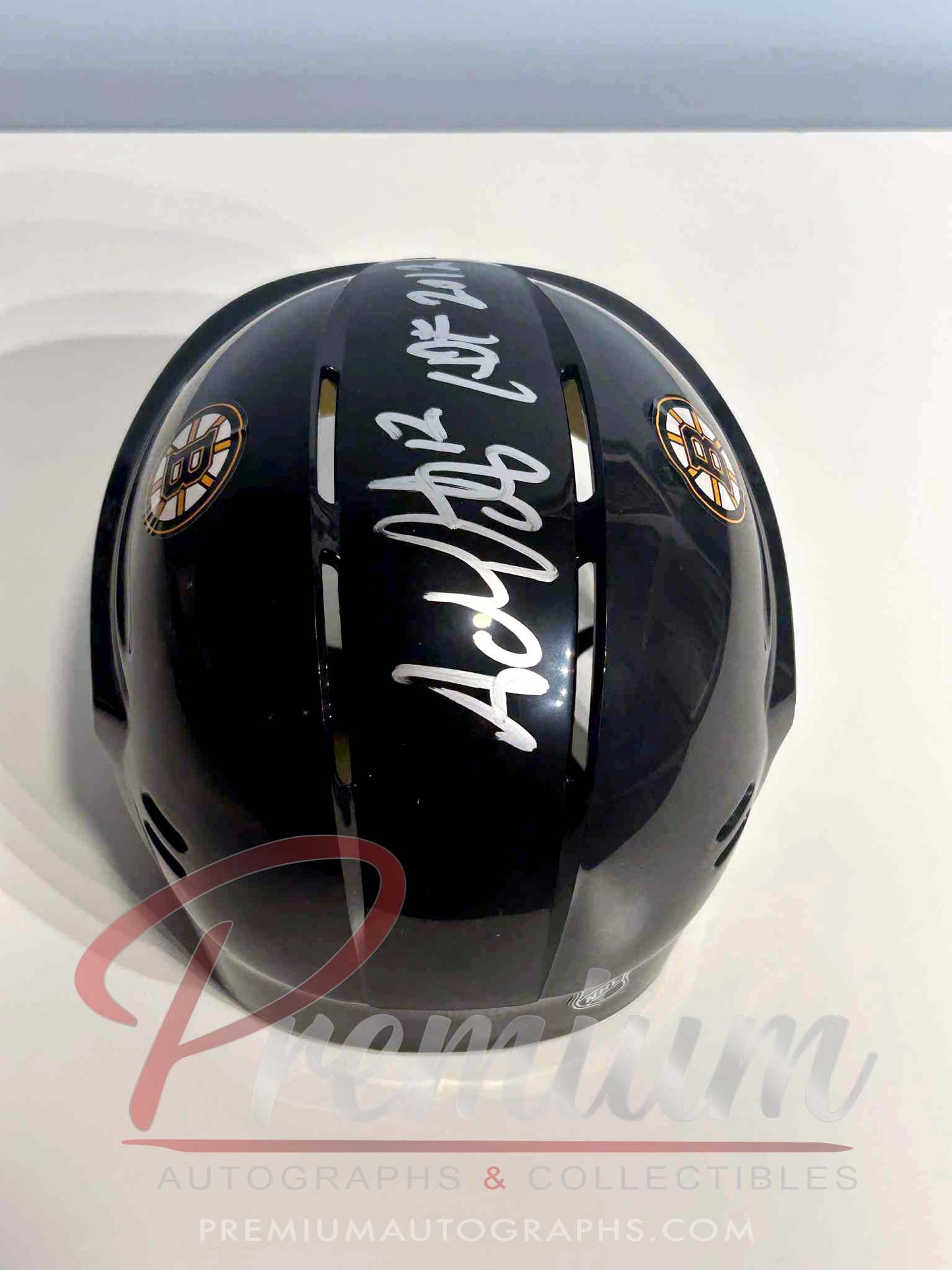 Adam Oates Boston Bruins Autographed Mini Helmet HOF 2012 BLACK