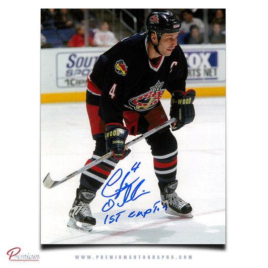 Lyle Odelein Columbus Blue Jackets Signed 8x10 Photograph w/ 1st Captain Inscription