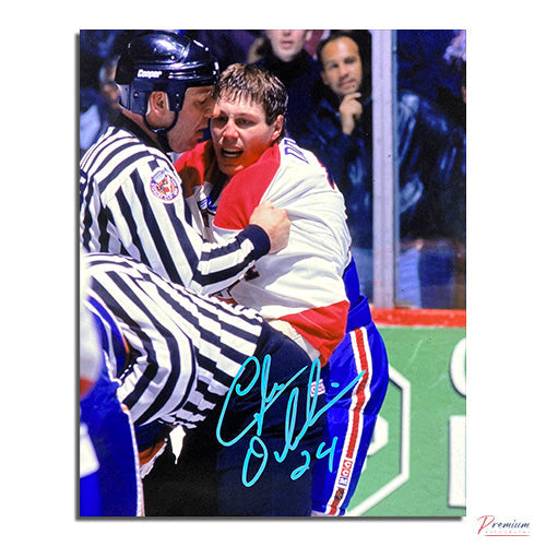 Lyle Odelein Montreal Canadiens Signed 8x10 Photograph Fight