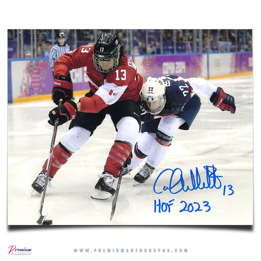 Caroline Ouellette Team Canada Signed 8x10 Photograph Vs. Team USA w/ HOF 13 Inscription