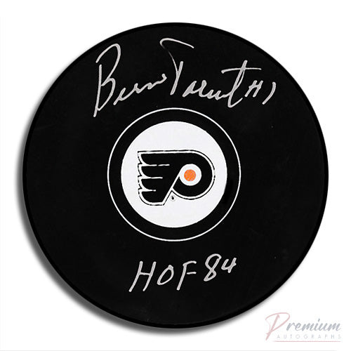 Bernie Parent Philadelphia Flyers Signed Puck w/ HOF Inscription