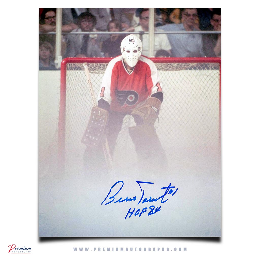 Bernie Parent Philadelphia Flyers Signed 8x10 Photograph Foggy HOF w/ 84 Inscription