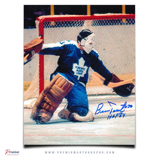 Bernie Parent Toronto Maple Leafs Signed 8x10 Photograph Action w/ HOF 84 Inscription