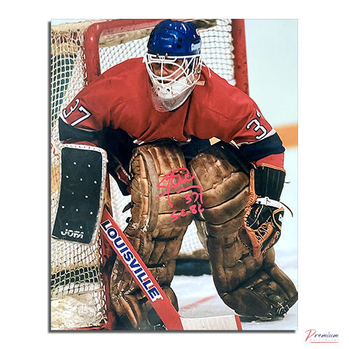 Steve Penney Montreal Canadiens Signed 8x10 Photograph Hugging the Post w/ SC 86 Inscription