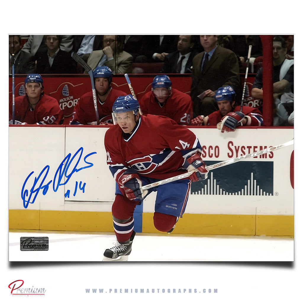Oleg Petrov Montreal Canadiens Autographed 8x10 Photograph Infront of the Team Bench