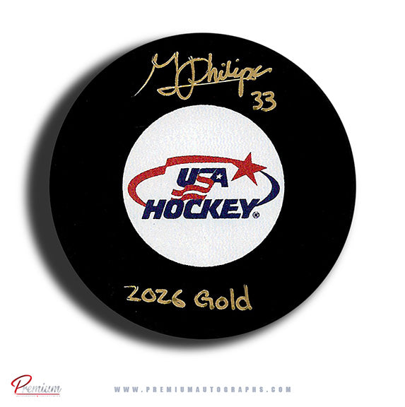 Gwyneth Philips Team USA Signed Puck w/ 2026 Gold Inscription
