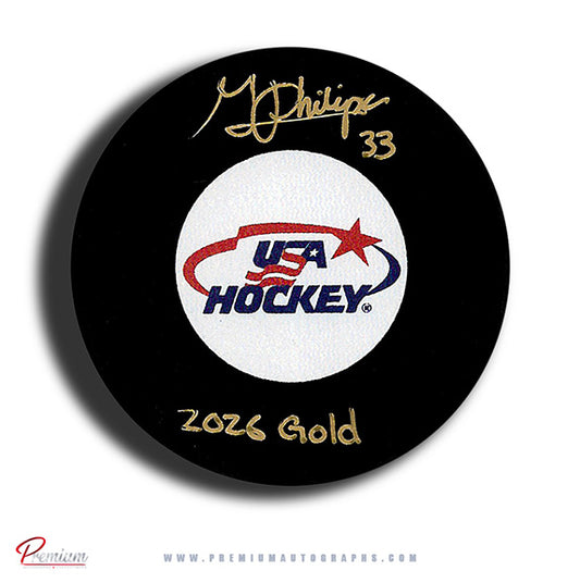 Gwyneth Philips Team USA Signed Puck w/ 2026 Gold Inscription