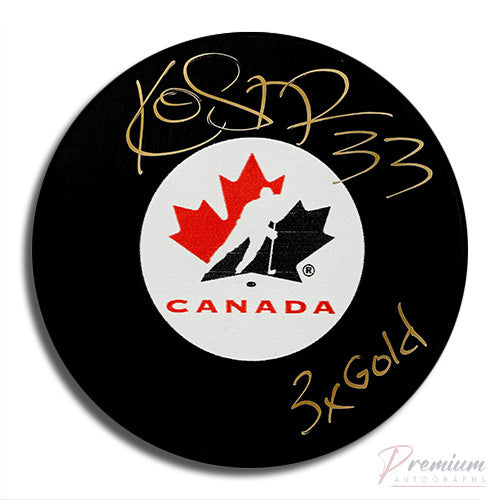 Kim St-Pierre Canada Signed Puck w/ 3x Gold Inscription