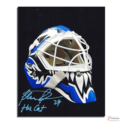 Felix Potvin Toronto Maple Leafs Signed 8x10 Mask w/ The Cat Inscription