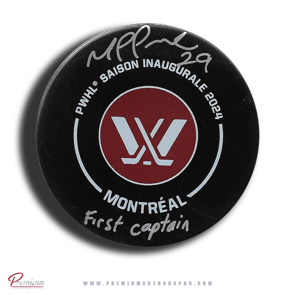 Marie-Philip Poulin Montreal Victoire PWHL Autographed Inaugural 2024 Season Official Game Puck w/ First Captain inscription