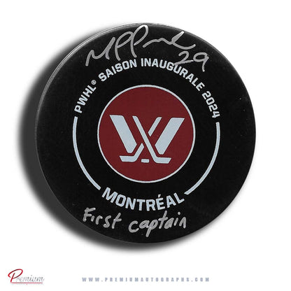 Marie-Philip Poulin Montreal Victoire PWHL Autographed Inaugural 2024 Season Official Game Puck w/ First Captain inscription