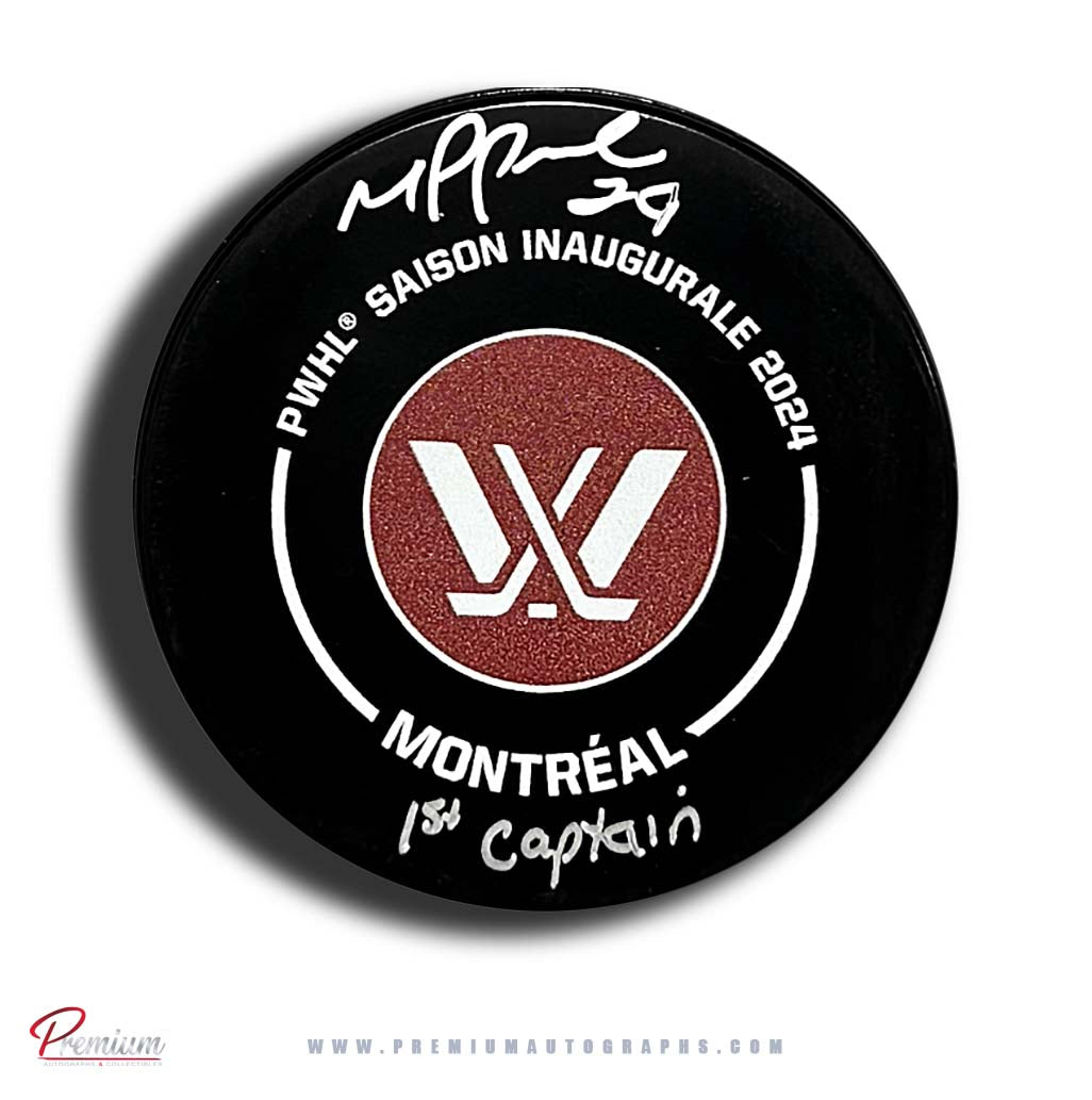 Marie-Philip Poulin Montreal Victoire PWHL Autographed Inaugural 2024 Season Official Game Puck w/ First Captain inscription