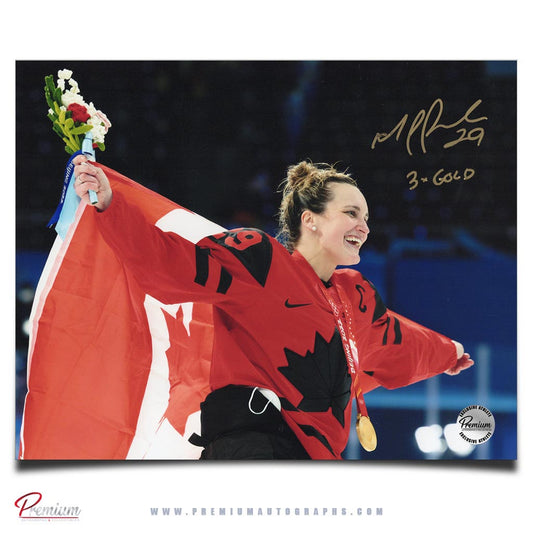 Marie-Philip Poulin Team Canada Signed 8x10 Photograph w/ 3x Gold Inscription