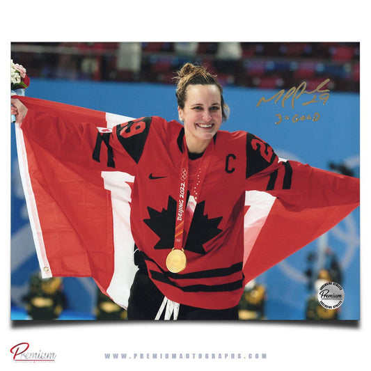 Marie-Philip Poulin Team Canada Signed 8x10 Photograph Gold Medal Celebration w/ 3x Gold Inscription