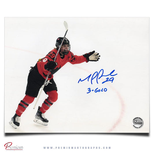 Marie-Philip Poulin Team Canada Signed 8x10 Photograph Celebration w/ 3x Gold Inscription