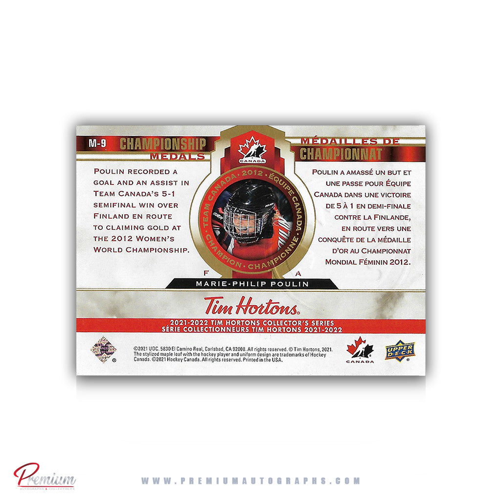 Marie-Philip Poulin Team Canada Autographed 2021-22 Upper Deck Tim Hortons Championship Medals #M-9
