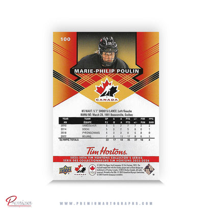 Marie-Philip Poulin Team Canada Autographed 2025 Upper Deck Tim Hortons Hockey Card #100