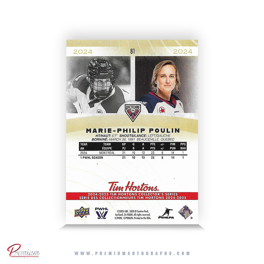 Marie-Philip Poulin Montreal Victoire Autographed 2025-26 Upper Deck Tim Hortons Hockey Card #81