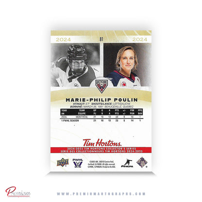 Marie-Philip Poulin Montreal Victoire Autographed 2025-26 Upper Deck Tim Hortons Hockey Card #81