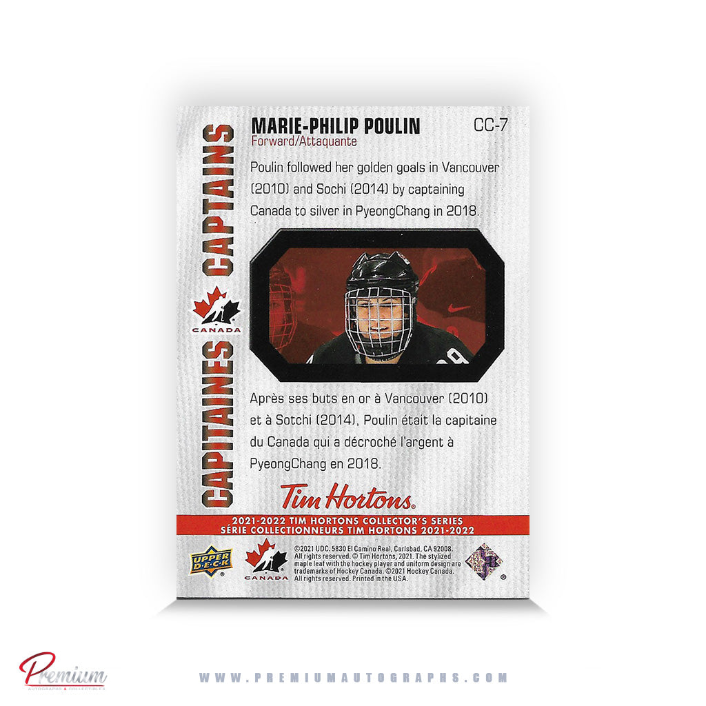 Marie-Philip Poulin Team Canada Autographed 2021-22 Upper Deck Tim Hortons Captains Hockey Card #CC-7