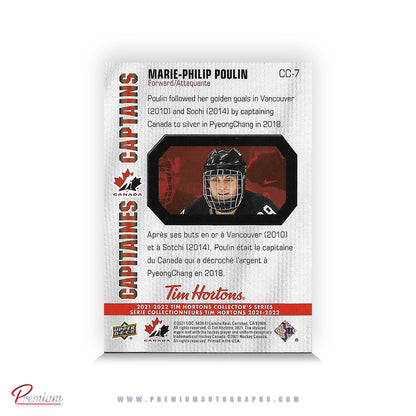 Marie-Philip Poulin Team Canada Autographed 2021-22 Upper Deck Tim Hortons Captains Hockey Card #CC-7
