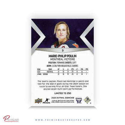 Marie-Philip Poulin Montreal Victoire Autographed 2024-25 Upper Deck PWHL Hockey Card #3 #'d to 250