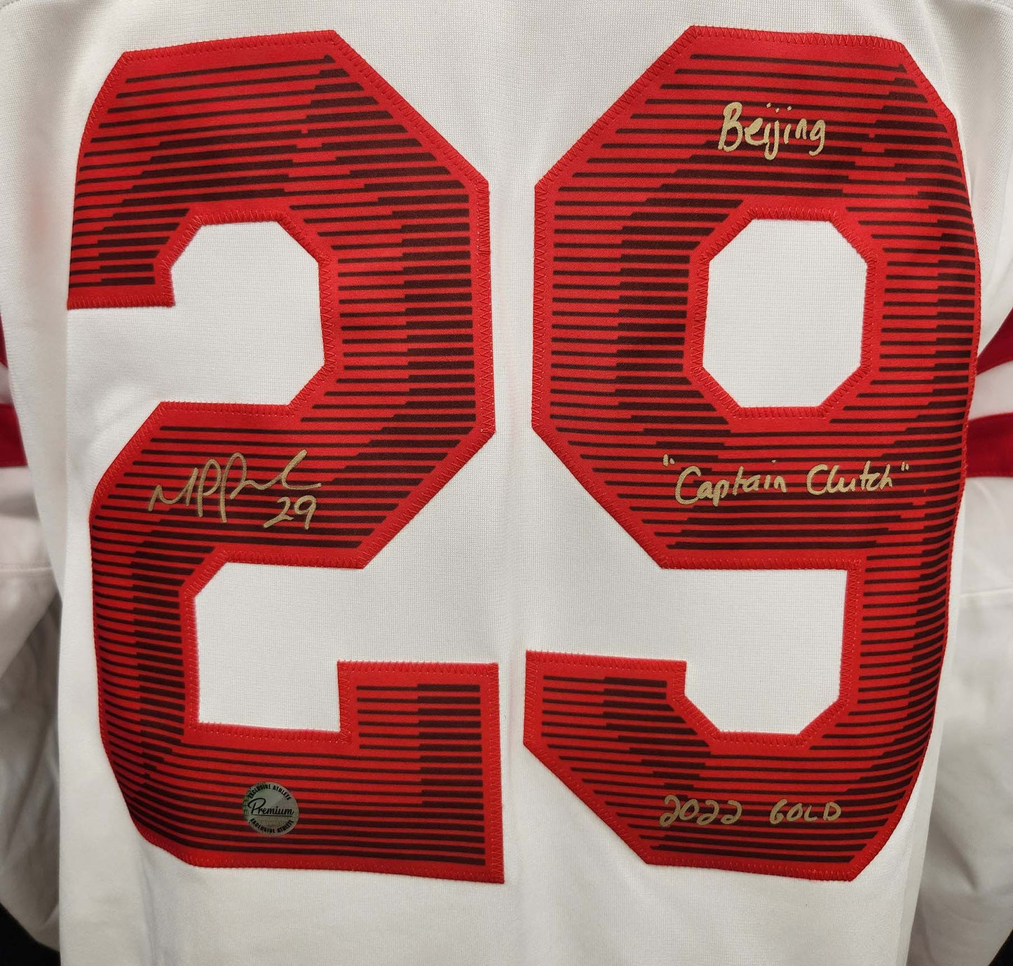 Marie-Philip Poulin Team Canada Autographed Nike WHITE Jersey w/ Beijing 2022 Gold &amp; Captain Clutch Inscription