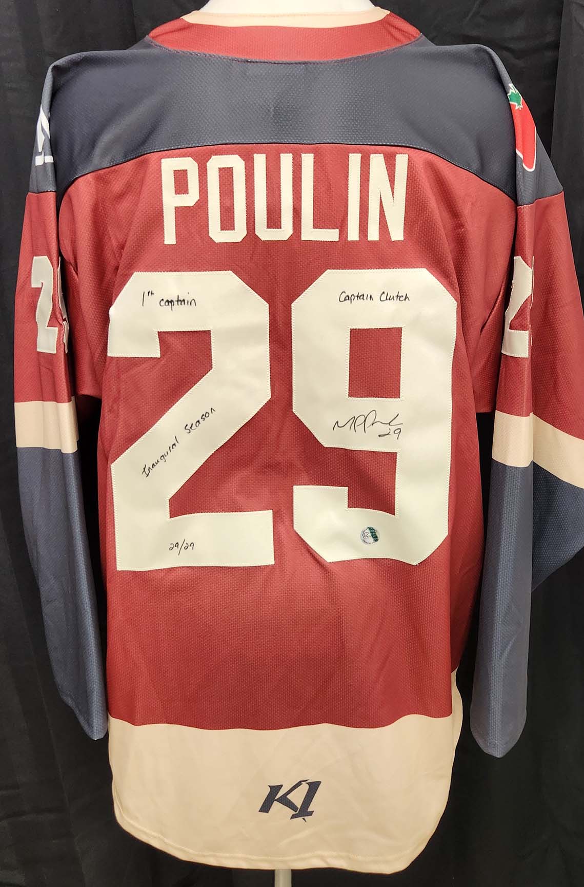 Marie-Philip Poulin Montreal Victoire Inaugural Season PWHL Autographed Jersey w/ 1st Captain & Captain Clutch Inscriptions. LTD /29