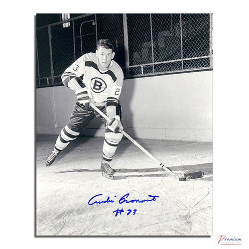 Andre Pronovost Boston Bruins Signed 8x10 Photograph with the Puck