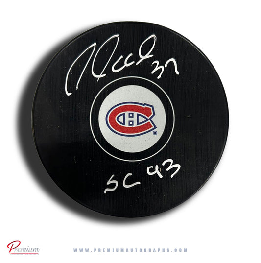 Andre Racicot Montreal Canadiens Autographed Puck w/ SC 93 Inscription