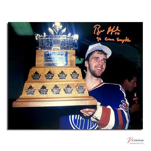 Bill Ranford Edmonton Oilers Signed 8x10 Photograph with Conn Smythe Trophy w/ 90 Conn Smythe Inscription