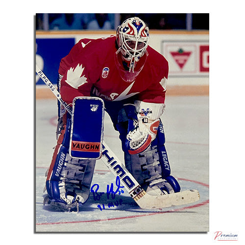 Bill Ranford Team Canada Signed 8x10 Photograph In the Paint w/ 91 MVP Inscription