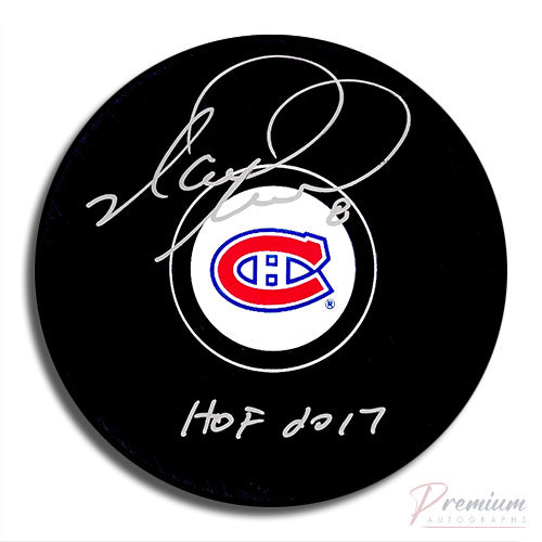 Mark Recchi Montreal Canadiens Signed Puck w/ HOF 2017 Inscription