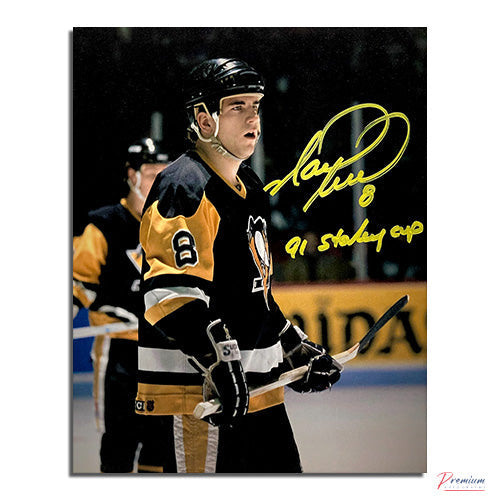 Mark Recchi Pittsburgh Penguins Signed 8x10 Photograph w/ 91 Stanley Cup Inscription