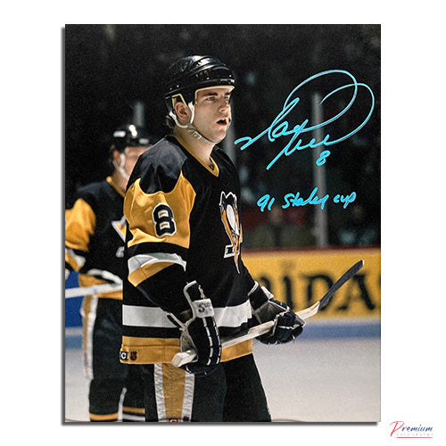 Mark Recchi Pittsburgh Penguins Signed 8x10 Photograph w/ 91 Stanley Cup Inscription