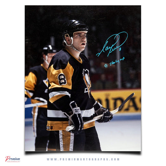 Mark Recchi Pittsburgh Penguins Signed 16x20 Photograph Young w/ 91, Stanley Cup Inscription
