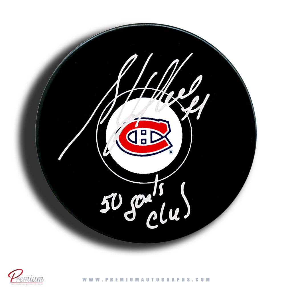 Stephane Richer Montreal Canadiens Autographed Puck 50 goals club Inscription