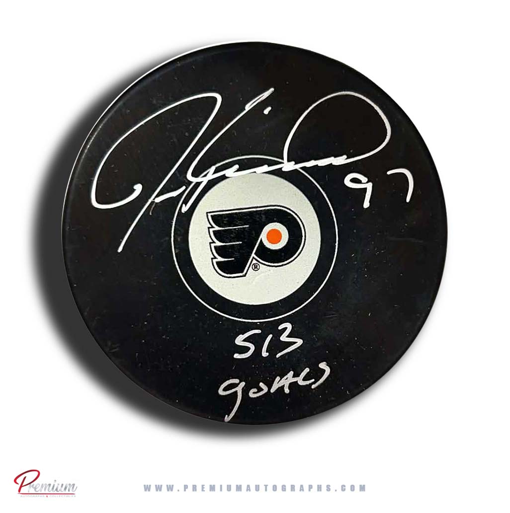 Jeremy Roenick Philadelphia Flyers Autographed Puck 513 Goals Inscription