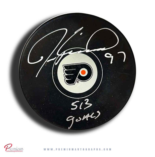 Jeremy Roenick Philadelphia Flyers Autographed Puck 513 Goals Inscription