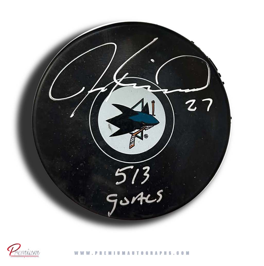Jeremy Roenick San Jose Sharks Autographed Puck w/ 513 Goals Inscription