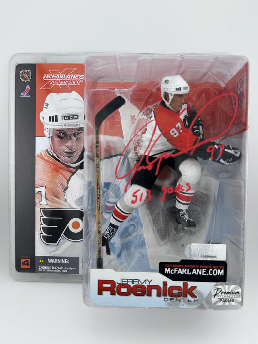 Jeremy Roenick Philadelphia Flyers Autographed White Jersey McFarlane (on package) w/ 513 Goals