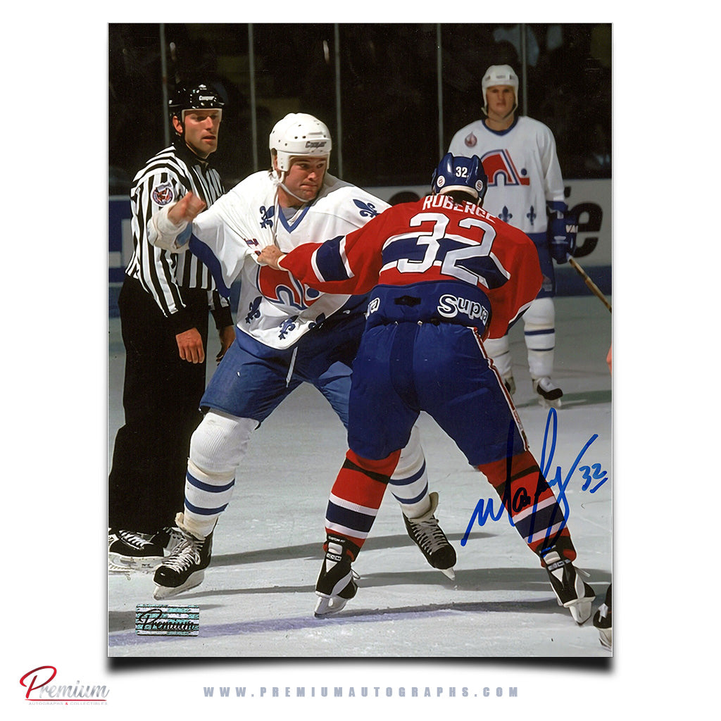 Mario Roberge Montreal Canadiens Autographed 8x10 Photograph Vs. The Nordiques