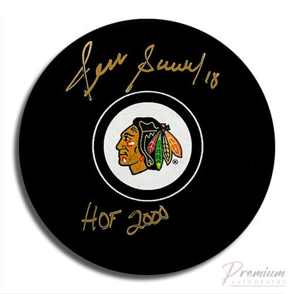 Denis Savard Chicago Blackhawks Signed Puck w/ HOF 2000 Inscription