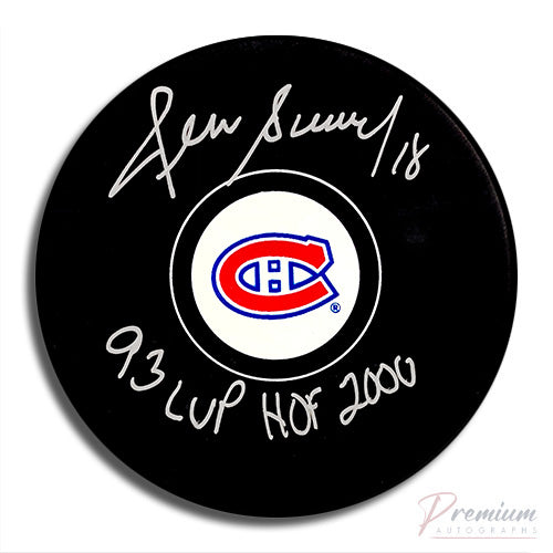 Denis Savard Montreal Canadiens Signed Puck w/ HOF 2000 & 93 Cup Inscription